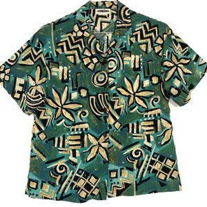 Conflix Hawaiian Tropical Style Shirt Short Sleeve Button Up Size Medium